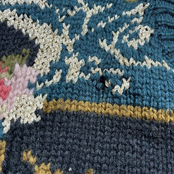 Vtg Cottagecore Womens Sweater L Black Floral Granny Wool Blend Cabincore Soft - Picture 3 of 7